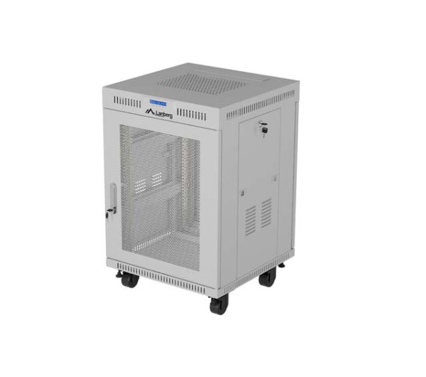 Lanberg FF01-6815-23SL 19" 15U SZÉL:600mm MÉLY:800mm MAG:923mm lapraszerelt LCD hálós fémajtós szürke álló rack szekrény