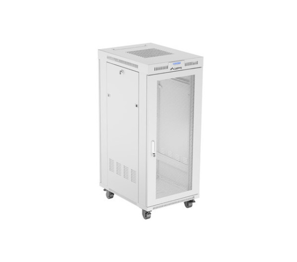 Lanberg FF01-6827-23SL 19 27U SZÉL:600mm MÉLY:800mm MAG:1461mm lapraszerelt LCD hálós fémajtós szürke álló rack szekrény