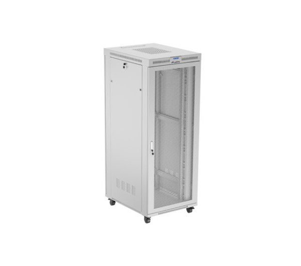 Lanberg FF01-8042-23SL 19" 42U SZÉL:800mm MÉLY:1200mm MAG:2121mm lapraszerelt LCD hálós fémajtós szürke álló rack szekrény