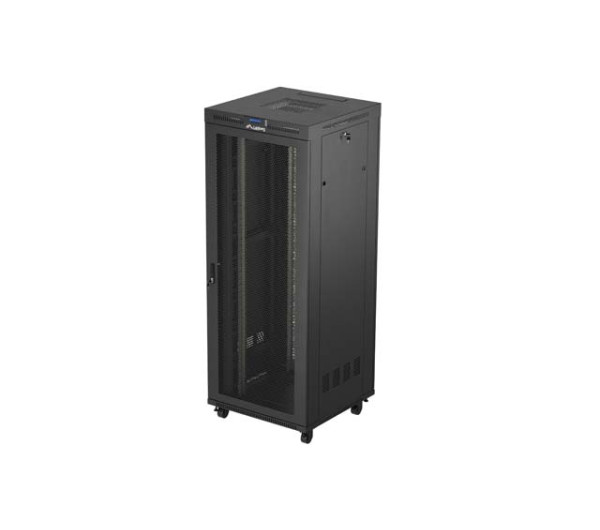 Lanberg FF01-8842-23BL 19 42U SZÉL:800mm MÉLY:800mm MAG:2122mm lapraszerelt LCD hálós fémajtós fekete álló rack szekrény