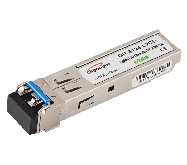 Gigalight GP-3124-L2CD 1.25G 1310nm LC 20km távolság 0~70 hőmérséklet tartomány DDM funkció monomódusú SFP modul