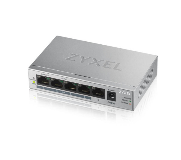 Zyxel GS1005HP-EU0101F 4xPoE+ GbE LAN (60W) 1xGbE LAN port nem menedzselhető PoE+ Switch