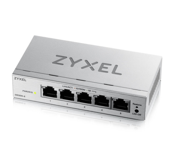 Zyxel GS1200-5V3-EU0101F 5xGbE LAN port web menedzselhető asztali Switch