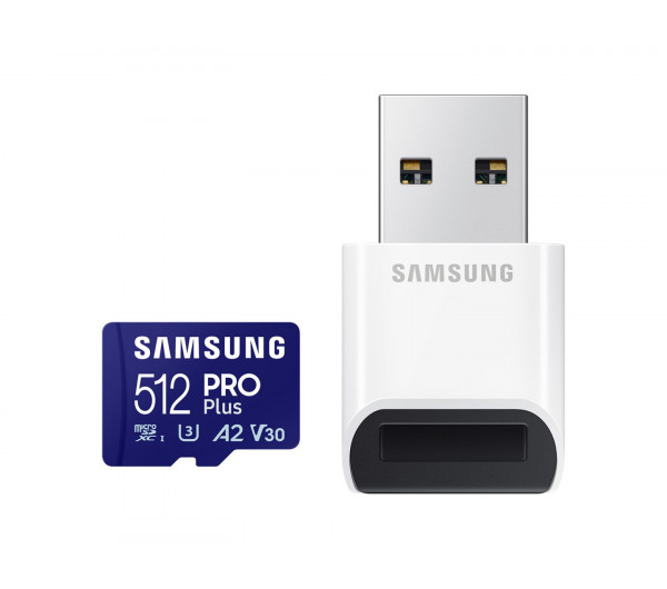 SAMSUNG SD kártya, 512GB, PRO PLUS, olvasó, Blue Wave