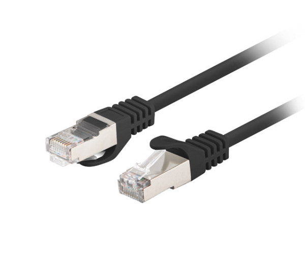 Lanberg PCF6-20CC-0050-BK Cat.6 F/UTP PVC CCA AWG26 árnyékolt fekete patch kábel 0,5m 10db/csomag