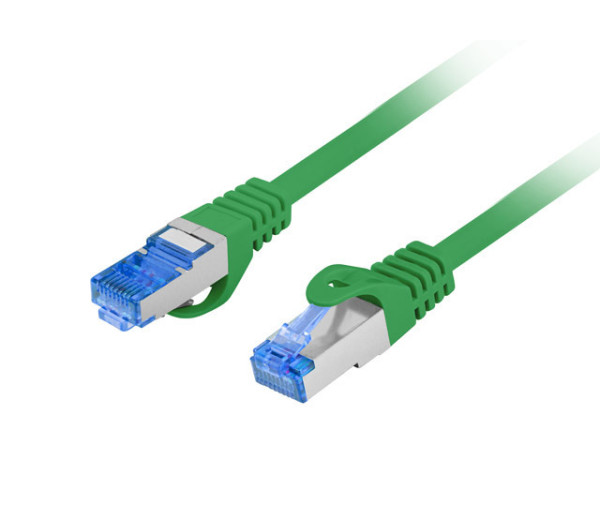 Lanberg PCF6A-10CC-0025-G Cat.6A S/FTP LSZH CCA AWG26 árnyékolt zöld patch kábel 0,25m