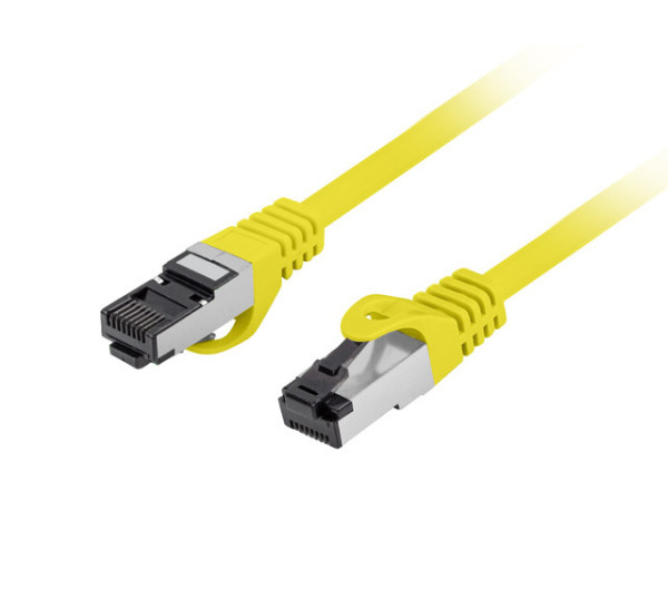 Lanberg PCF8-10CU-0025-Y Cat.8.1 S/FTP LSZH CU AWG26 árnyékolt sárga patch kábel 0,25m