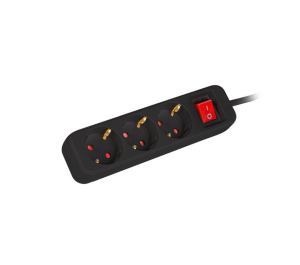 Lanberg PS1-03F-0150-BK 3x Schuko aljzat 10A 1.5m kapcsolós fekete elosztósor