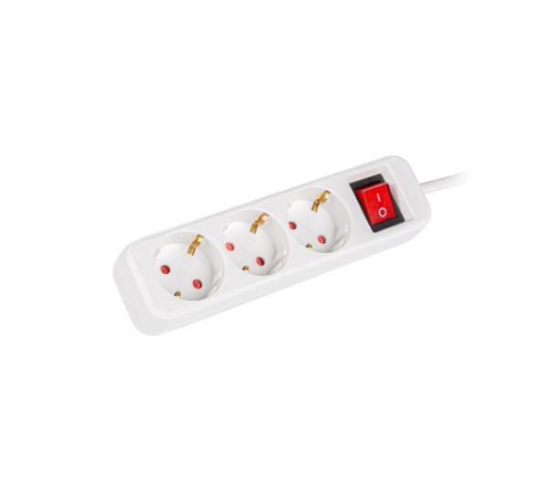Lanberg PS1-03F-0150-W 3x Schuko aljzat 10A 1.5m kapcsolós fehér elosztósor