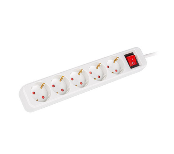 Lanberg PS1-05F-0150-W 5x Schuko aljzat 10A 1.5m kapcsolós fehér elosztósor
