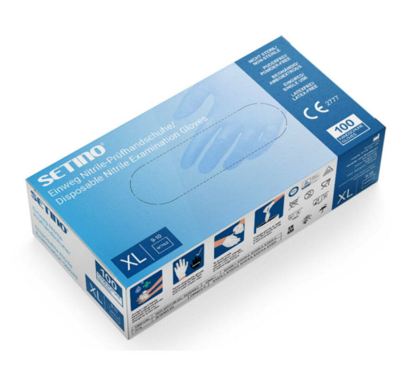 SETINO Nitril gumikesztyű kék XL-es 100db/doboz