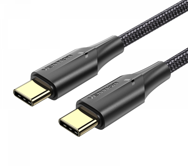 Vention Nylon USB-C -> USB-C 2.0,(3A, fekete), 1m, kábel