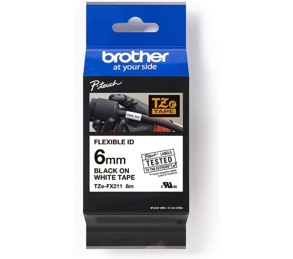Brother TZe-FX211 6 mm széles 8m hosszú szalagkazetta