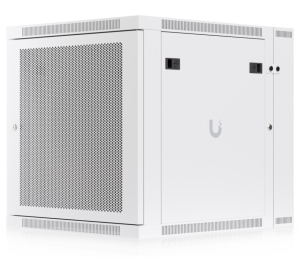 Ubiquiti UACC-RACK-12U-WALL-SW-P 19" 12U 639x600x703mm MAX:80kg perforált ajtós fehér kétrészes fali rack szekrény
