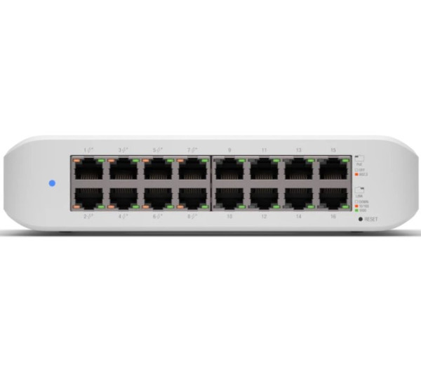 Ubiquiti UniFi USW-LITE-16-POE 16xGbE LAN 8xPoE+ (45W) port L2 menedzselhető switch