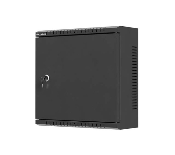 Lanberg WAT1-3414-00B 10" 2U SZÉL:340mm MÉLY:140mm MAG:340mm fémajtós fekete fali rack szekrény