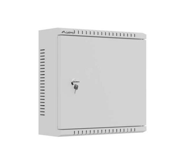 Lanberg WAT1-3414-00S 10" 2U SZÉL:340mm MÉLY:140mm MAG:340mm fémajtós szürke fali rack szekrény