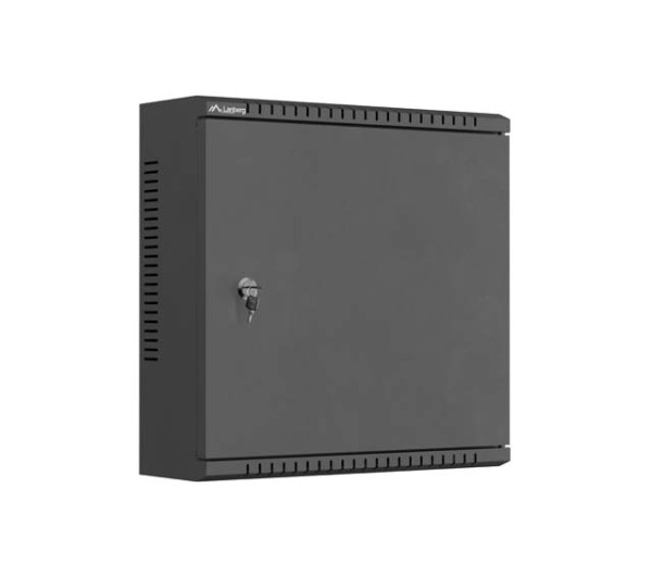 Lanberg WAT1-4014-00B 10" 2U SZÉL:400mm MÉLY:140mm MAG:400mm fémajtós fekete fali rack szekrény