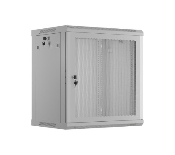Lanberg WF01-6412-23S 19" 12U SZÉL:600mm MÉLY:450mm MAG:640mm lapraszerelt hálós fémajtós szürke fali rack szekrény