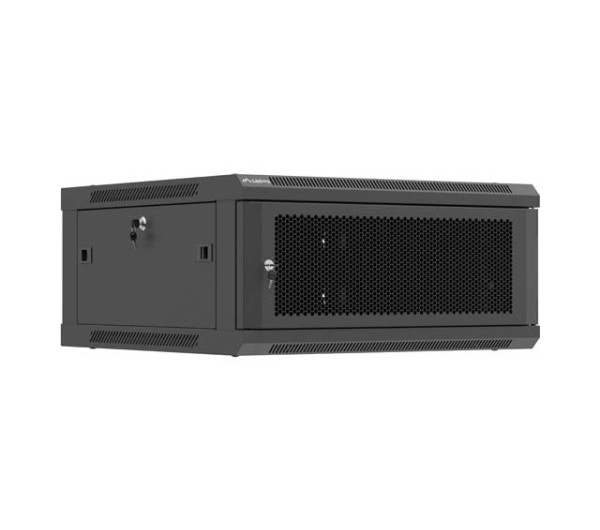 Lanberg WF01-6604-23B 19" 4U SZÉL:600mm MÉLY:600mm MAG:290mm lapraszerelt hálós fémajtós fekete fali rack szekrény