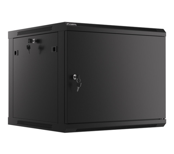 Lanberg WF01-6609-00B 19 9U SZÉL:600mm MÉLY:600mm MAG:512mm lapraszerelt fémajtós fekete fali rack szekrény