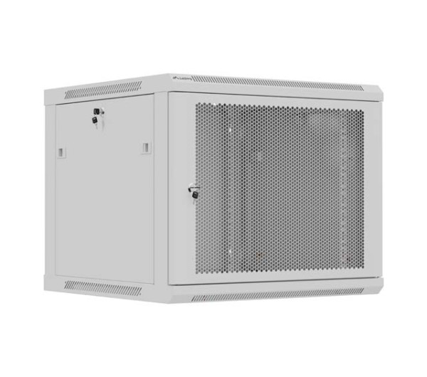 Lanberg WF01-6609-23S 19" 9U SZÉL:600mm MÉLY:600mm MAG:512mm lapraszerelt hálós fémajtós szürke fali rack szekrény