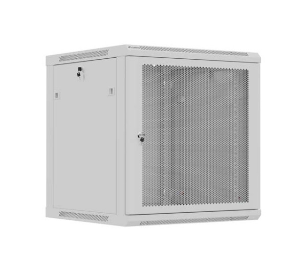 Lanberg WF01-6612-23S 19" 12U SZÉL:600mm MÉLY:600mm MAG:646mm lapraszerelt hálós fémajtós szürke fali rack szekrény