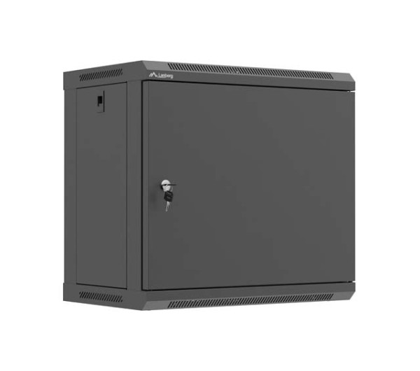 Lanberg WF03-5309-00B 19" 9U SZÉL:540mm MÉLY:350mm MAG:500mm fémajtós fekete fali rack szekrény