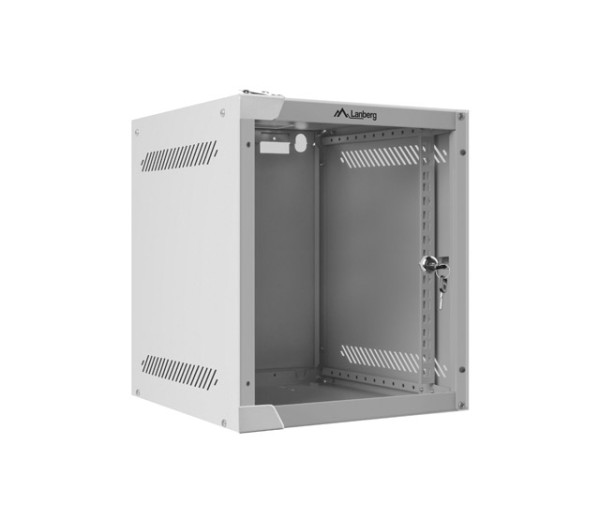 Lanberg WF10-2306-10S 10"" 6U SZÉL:280mm MÉLY:310mm MAG:336mm lapraszerelt üvegajtós szürke fali rack szekrény