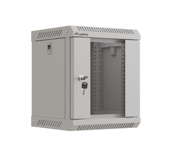 Lanberg WF11-3306-10S 10" 6U SZÉL:300mm MÉLY:300mm MAG:370mm lapraszerelt üvegajtós szürke fali rack szekrény
