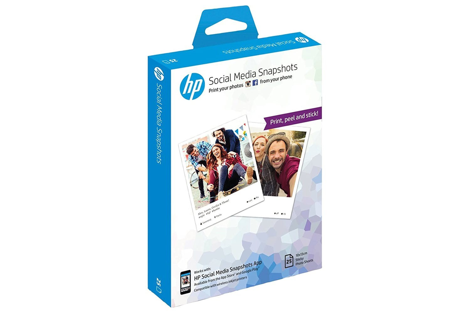 HP 10x13 Social Media Snapshots cserélhető, öntapadós fotópapír (Eredeti)